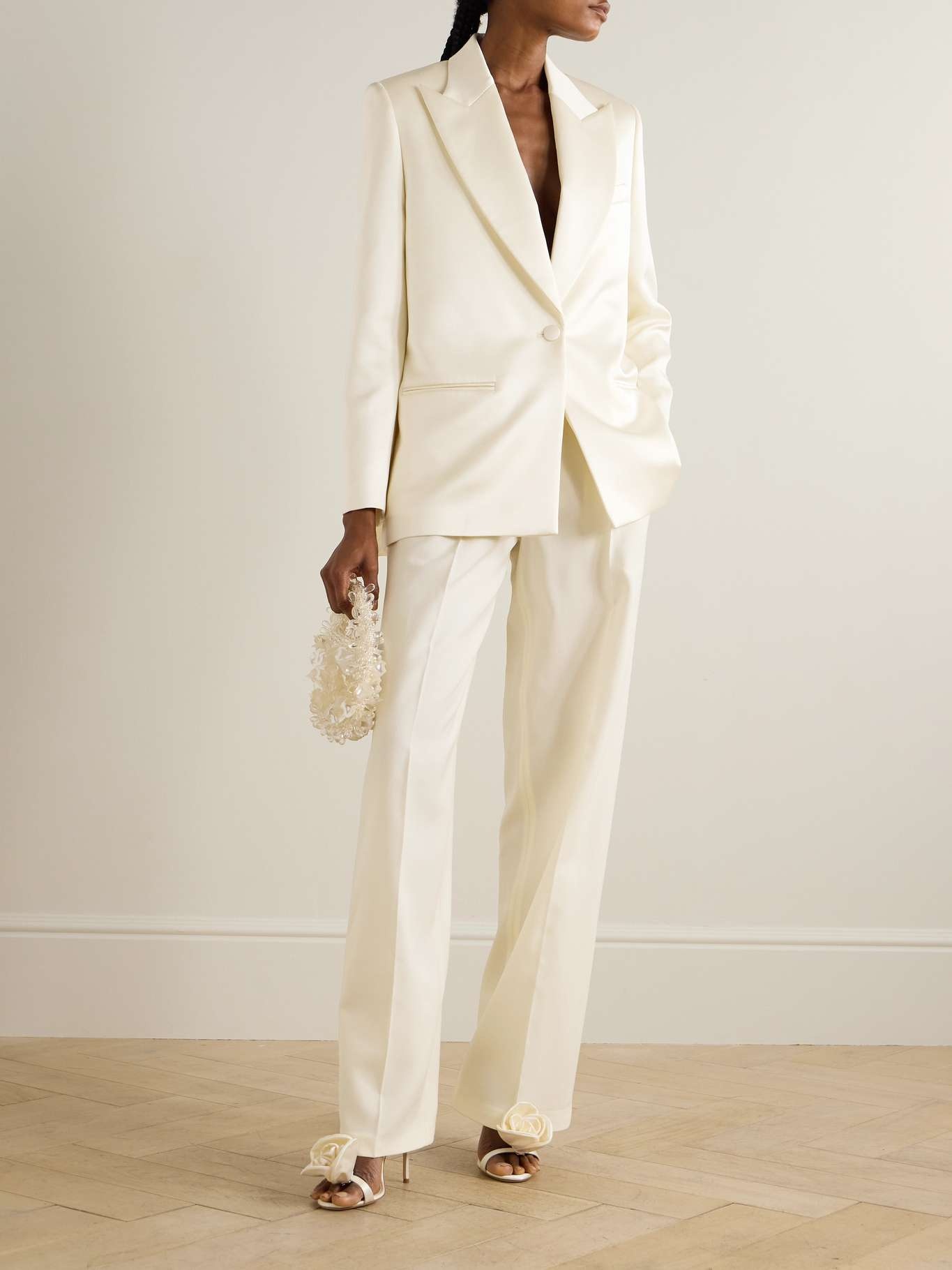 Pleated wool and silk-blend cady straight-leg pants - 5