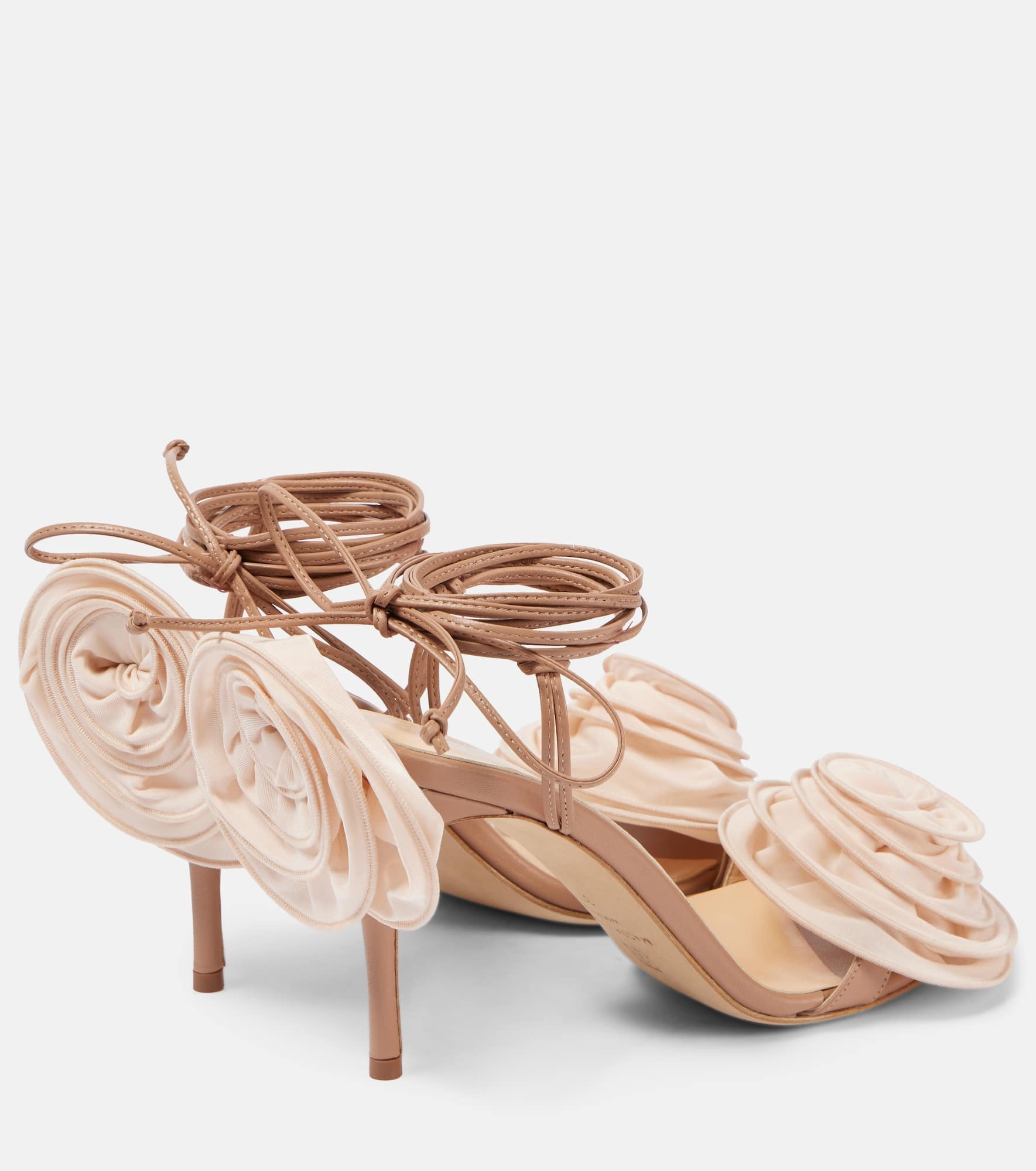 Floral-appliqué leather sandals - 3