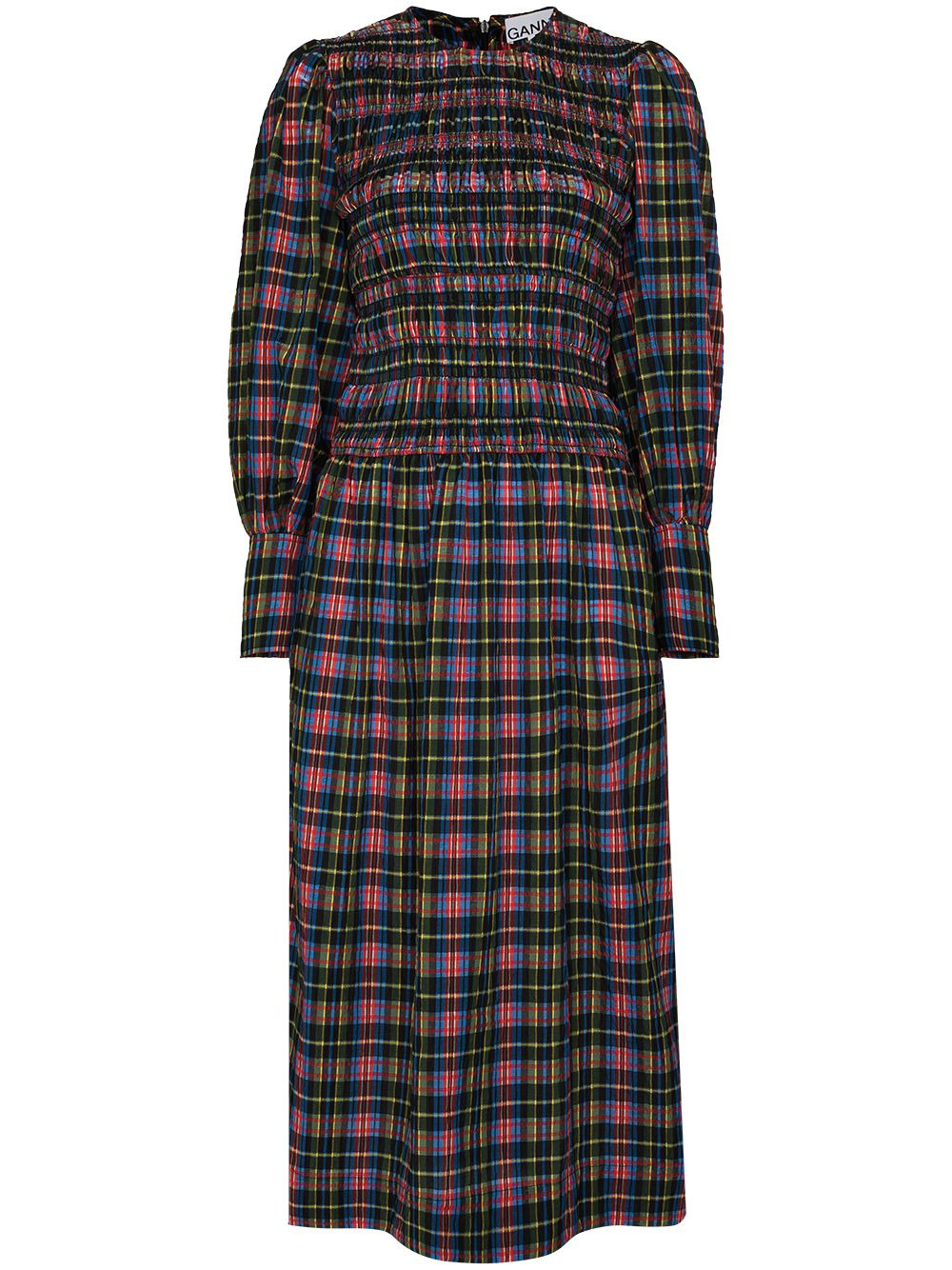 seersucker smocked midi dress - 1