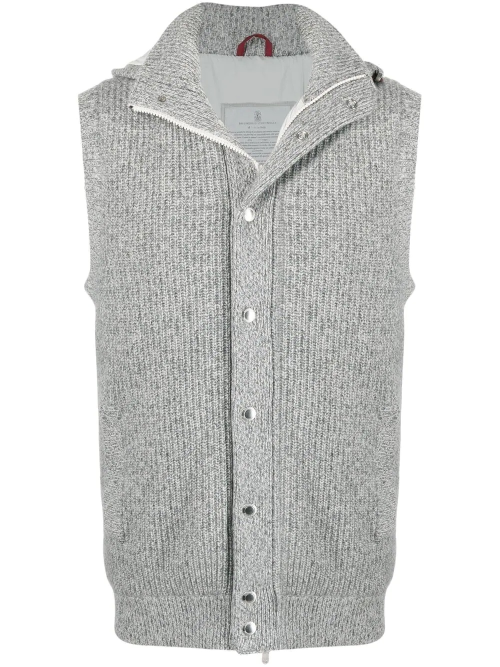 hooded knit gilet - 1