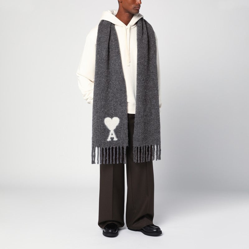 Ami Paris Dark Grey Alpaca-Blend Scarf Men - 2