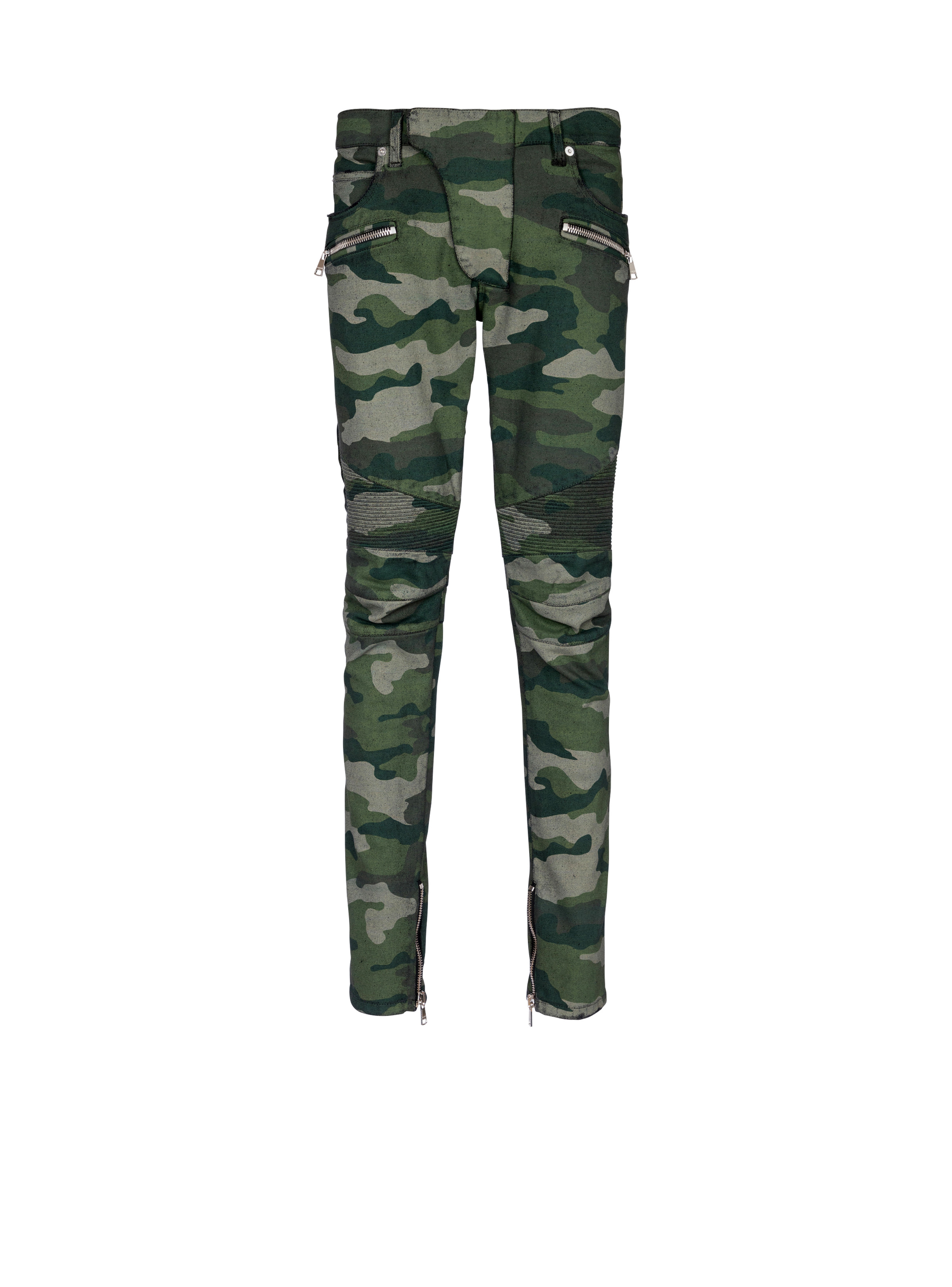 Slim-fit jeans in Camouflage denim with ribbed details - 1