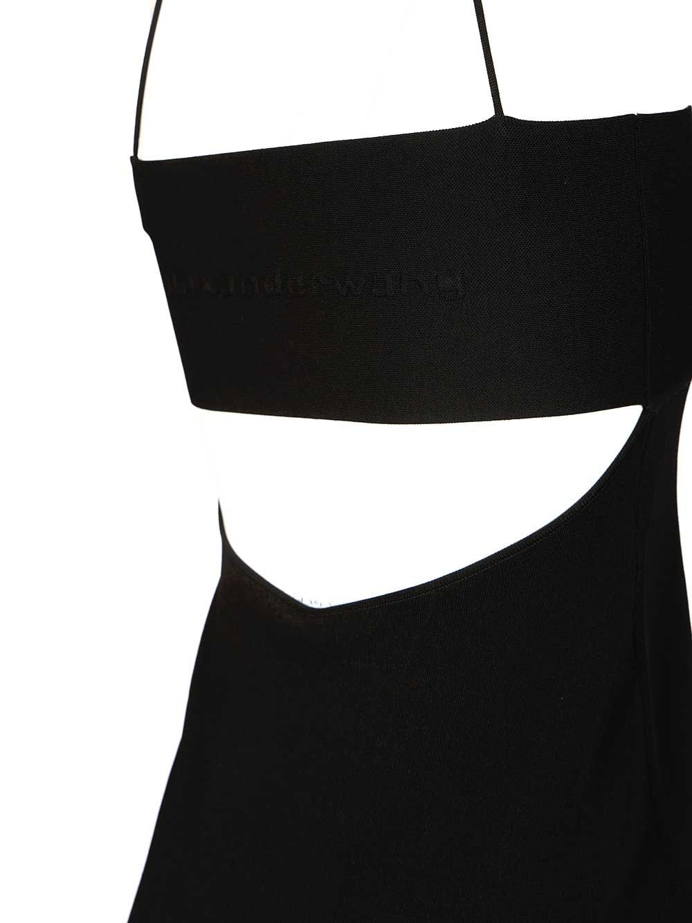 Slip Dress With Logo Dresses Black - 4