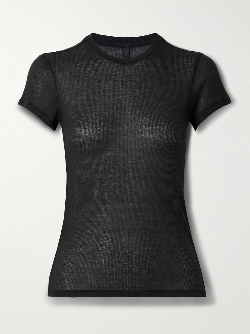 Sheer Stretch-Jersey T-Shirt - Soot Black 1