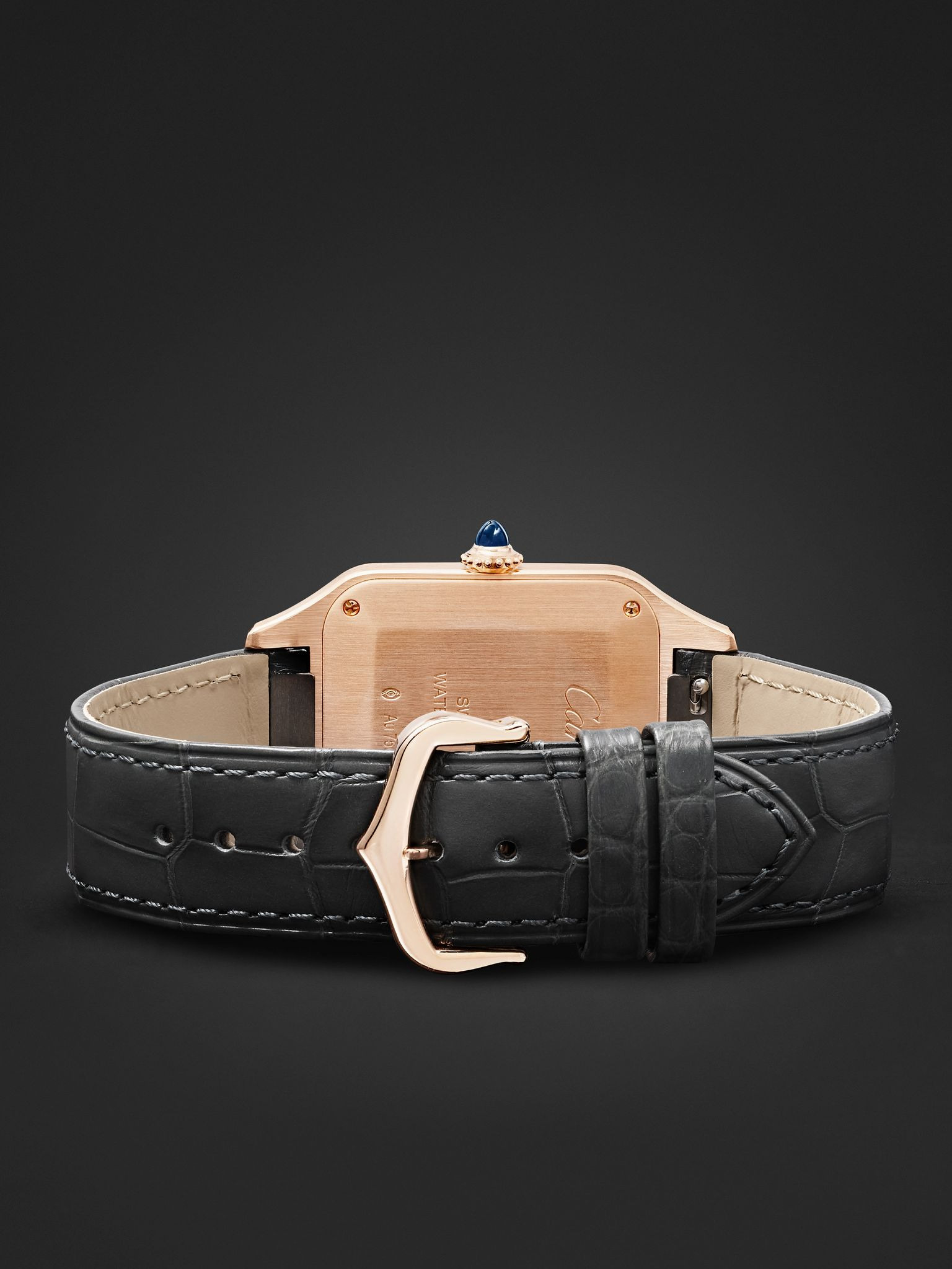 Santos-Dumont Large 43.5mm 18-Karat Rose Gold and Alligator Watch, Ref. No. CRWGSA0116 White - 6