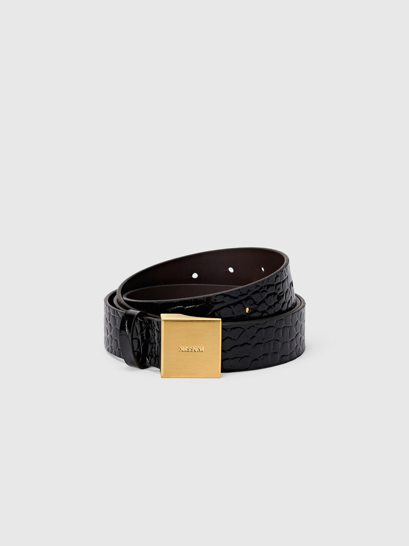 Faux croccodile leather patterned belt 1