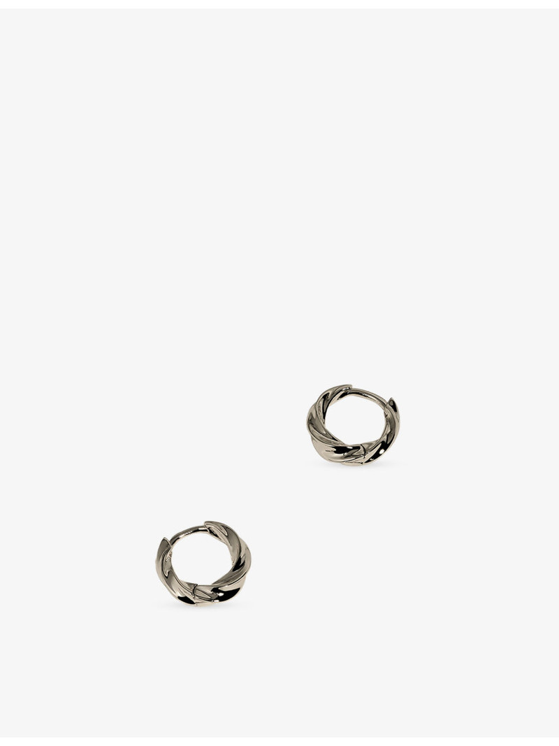 Cosmic Rhodium Plated Brass Twist Huggies 3