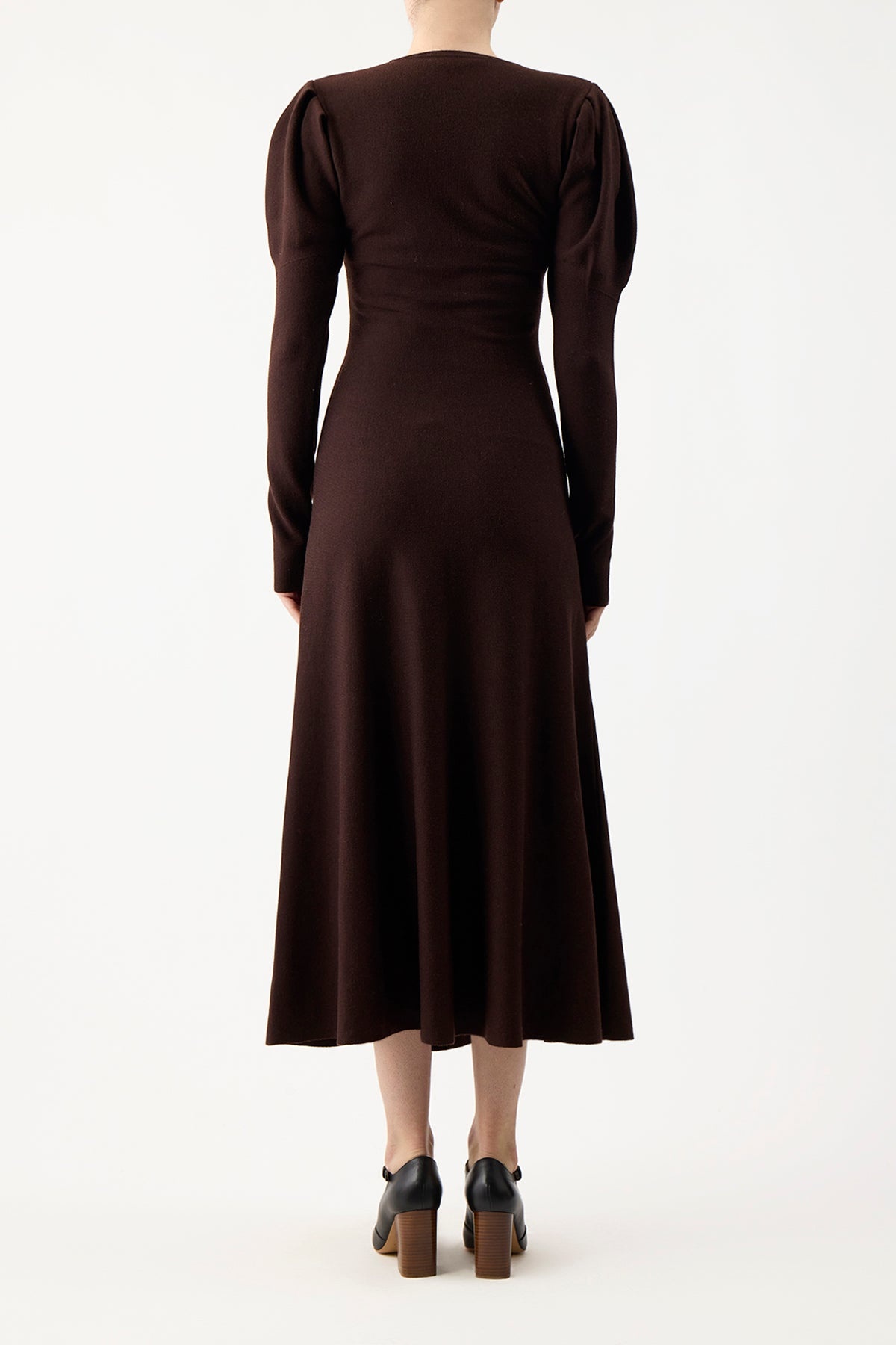 Hannah Dress in Chocolate Merino Wool - 4