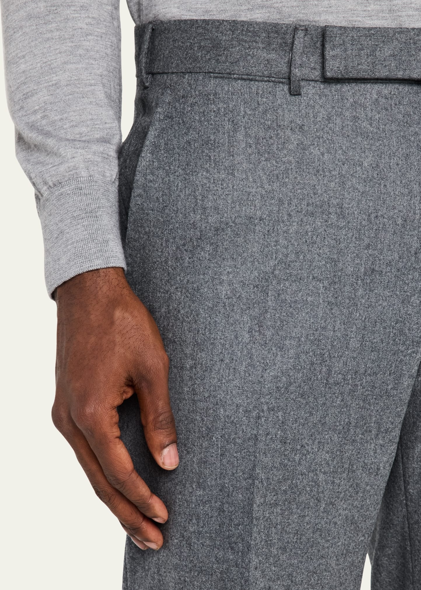 Men's Wool Flannel Flat-Front Trousers - 5