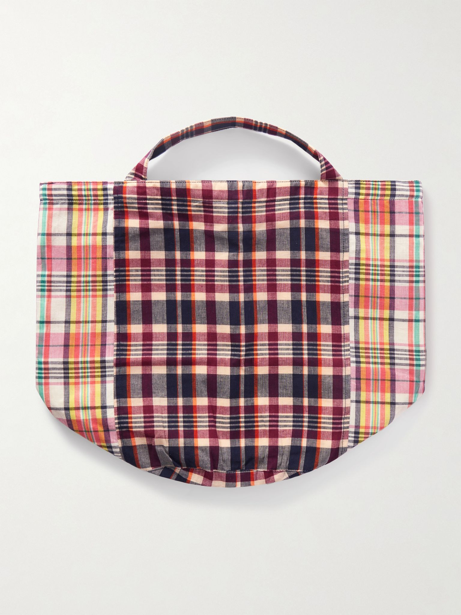 Madras Checked Cotton Tote Bag Brown - 3