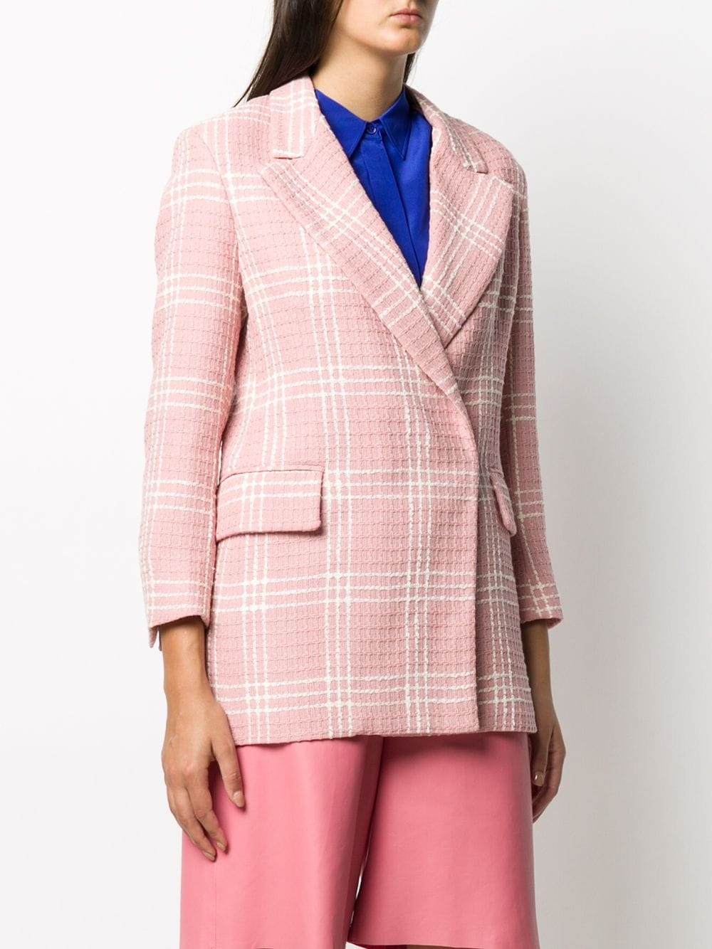 peaked lapel checked blazer - 3