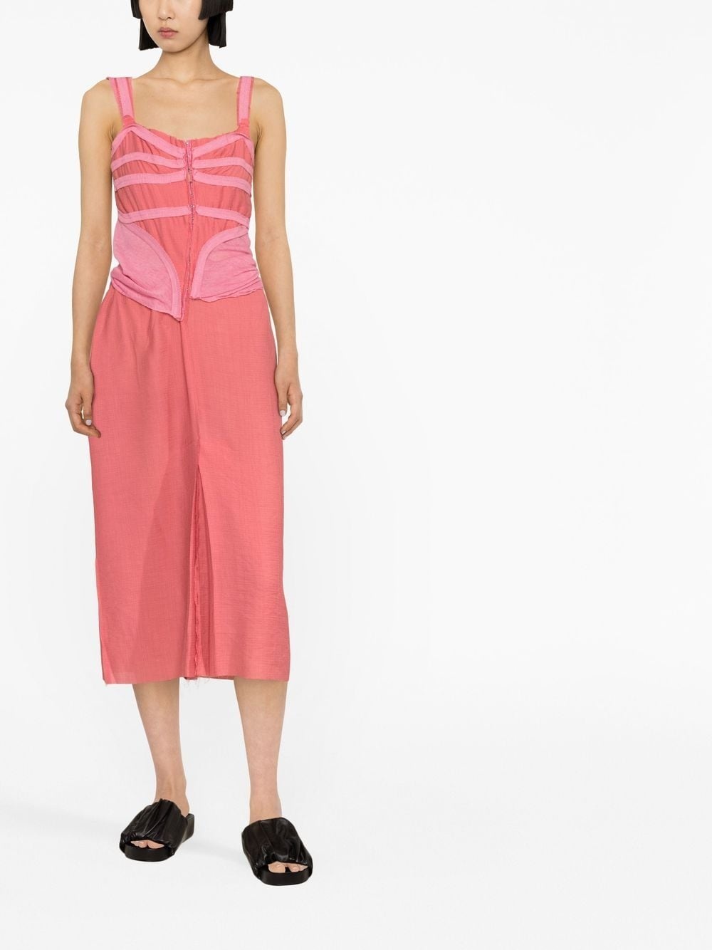 tape-detail sleeveless midi dress - 2