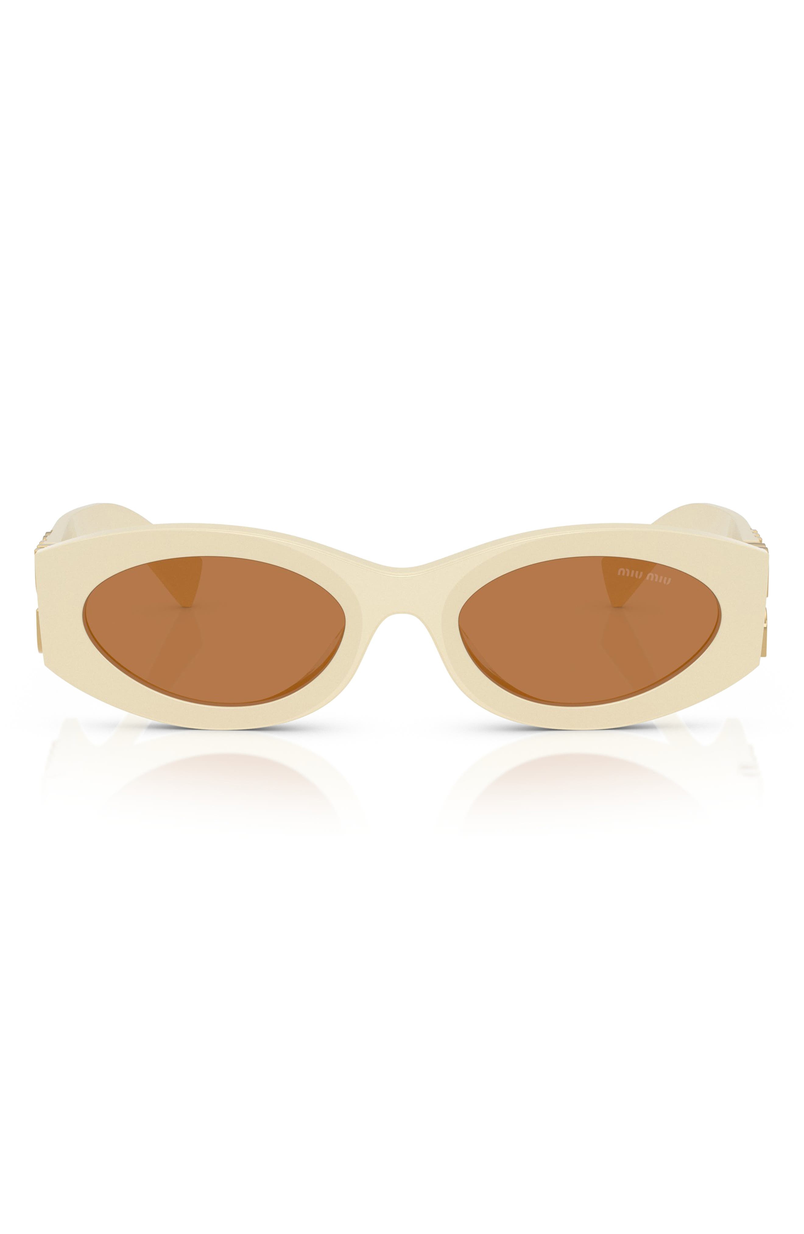 Miu Miu 54mm Rectangular Sunglasses in Milk/Brown at Nordstrom - 5