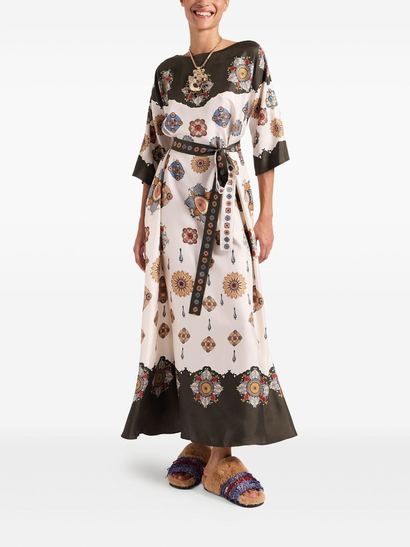 La DoubleJ placed floral print silk dress outlook