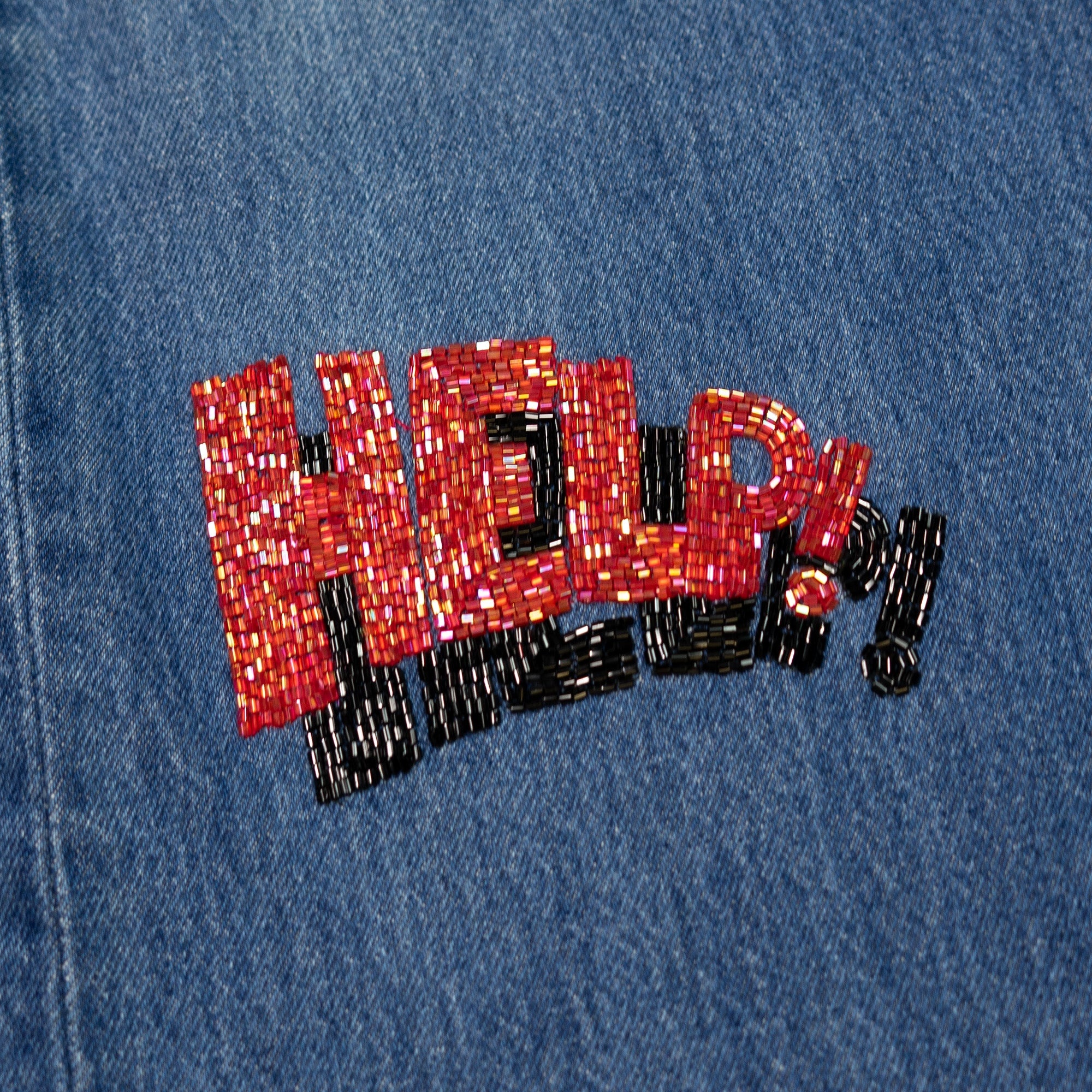 SHAM HAND-BEADED DOUBLE-WIDE DENIM - 3