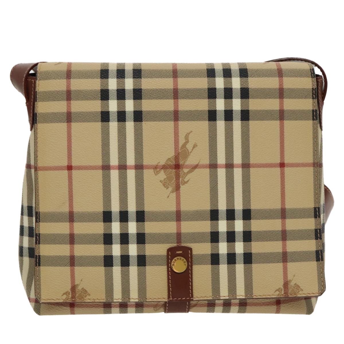 Burberry Nova Check Shoulder Bag Pvc Leather Beige - 13