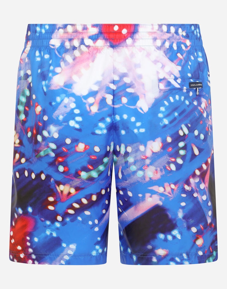 Mid-length swim trunks with illumination print - 1