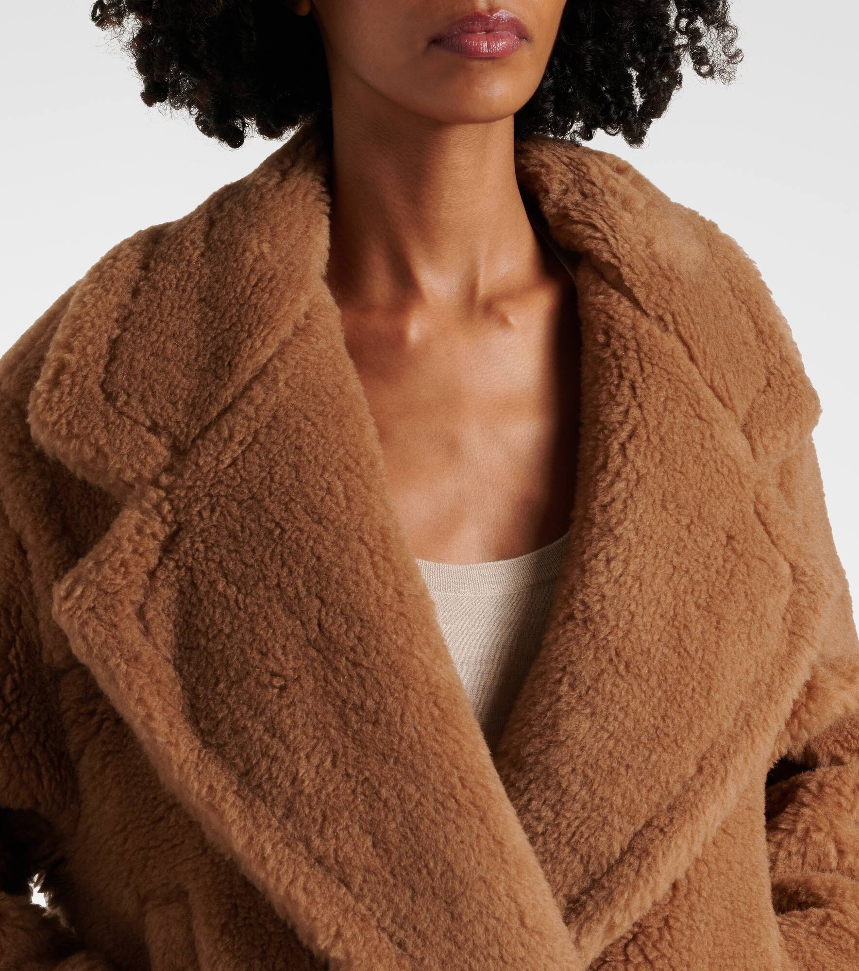 Gardone camel hair and silk teddy coat - 4