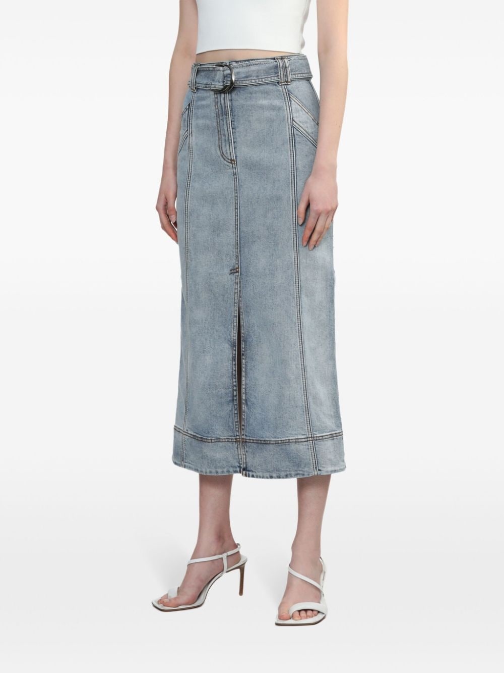 two-tone midi denim skirt - 3