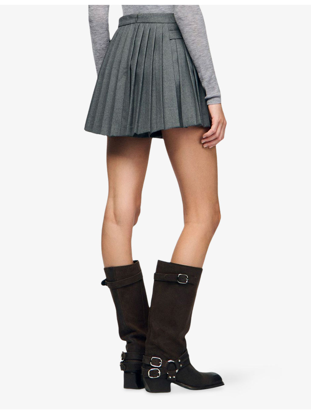 Pleated High-Rise Stretch-Woven Mini Skirt - 4