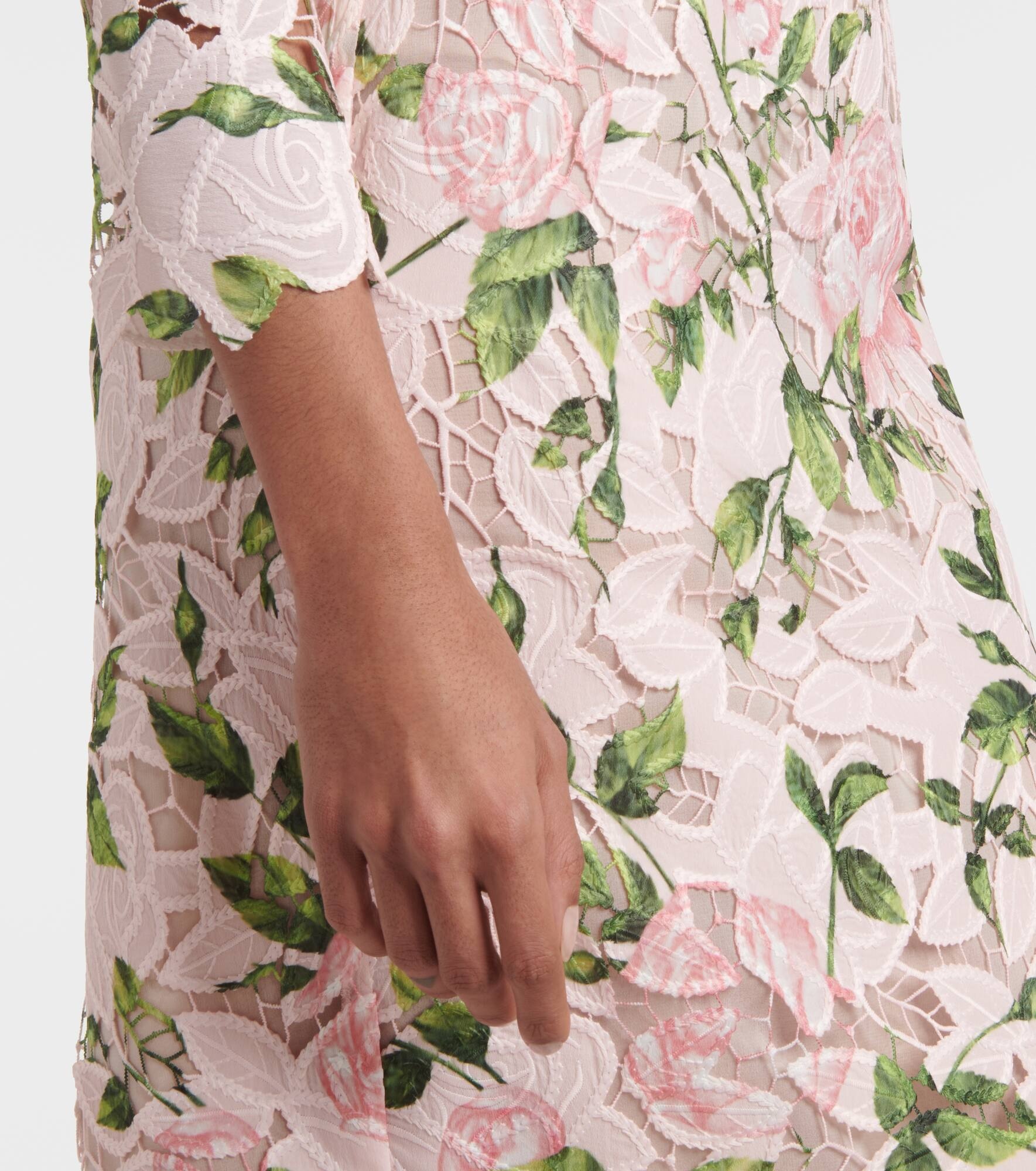 Floral guipure lace maxi dress - 5