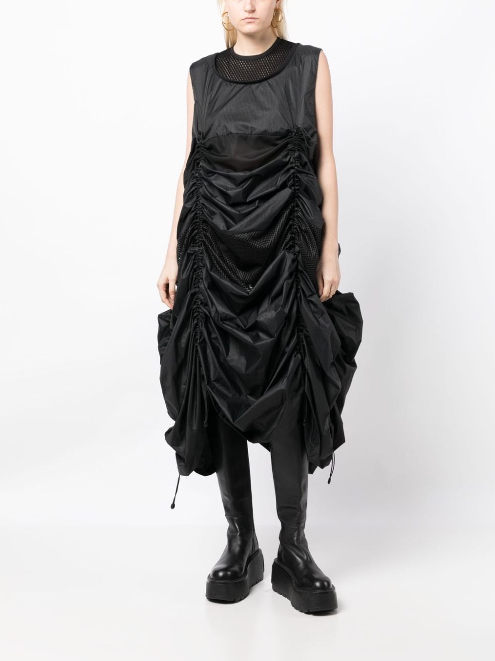 Junya Watanabe ruched A line midi dress REVERSIBLE