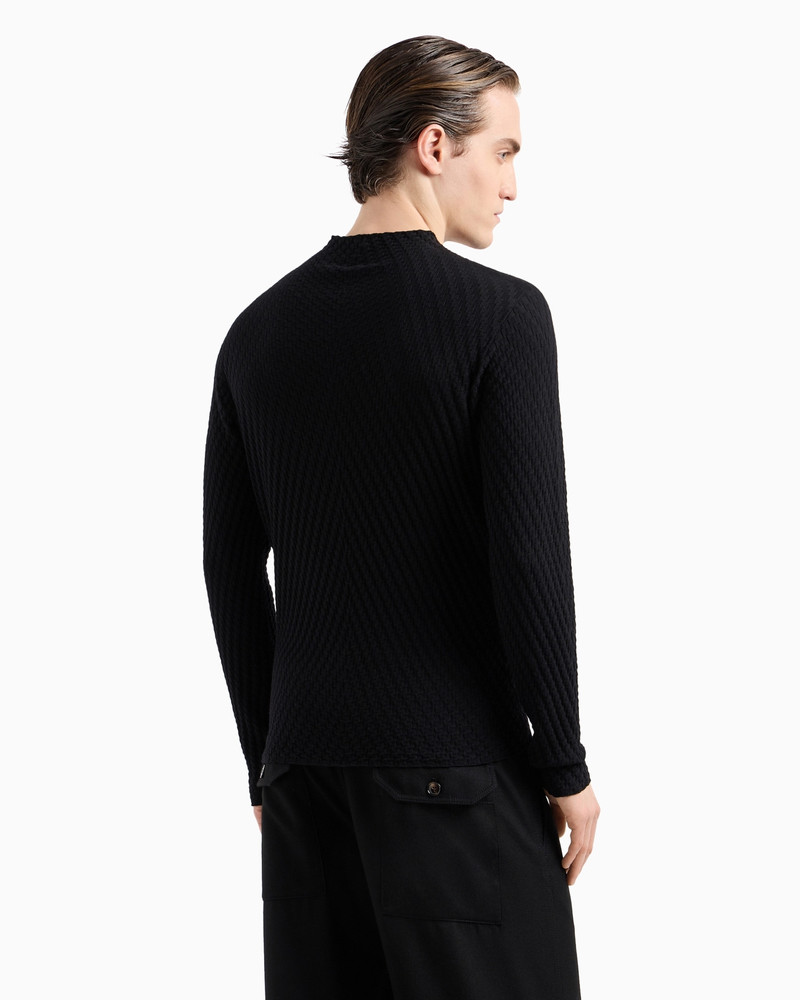 Jacquard virgin wool mock-neck jumper 3