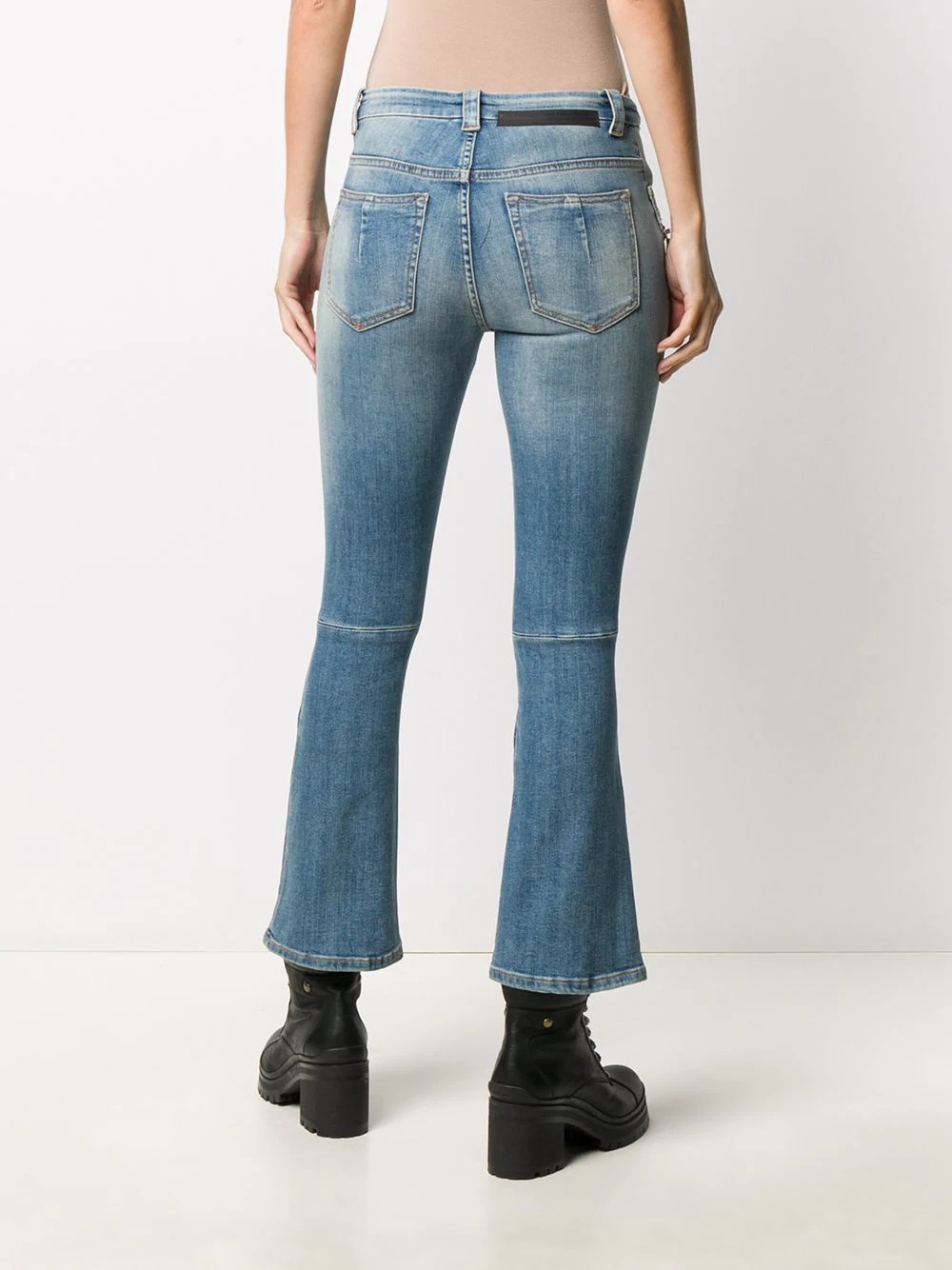 lace-up cropped jeans - 4