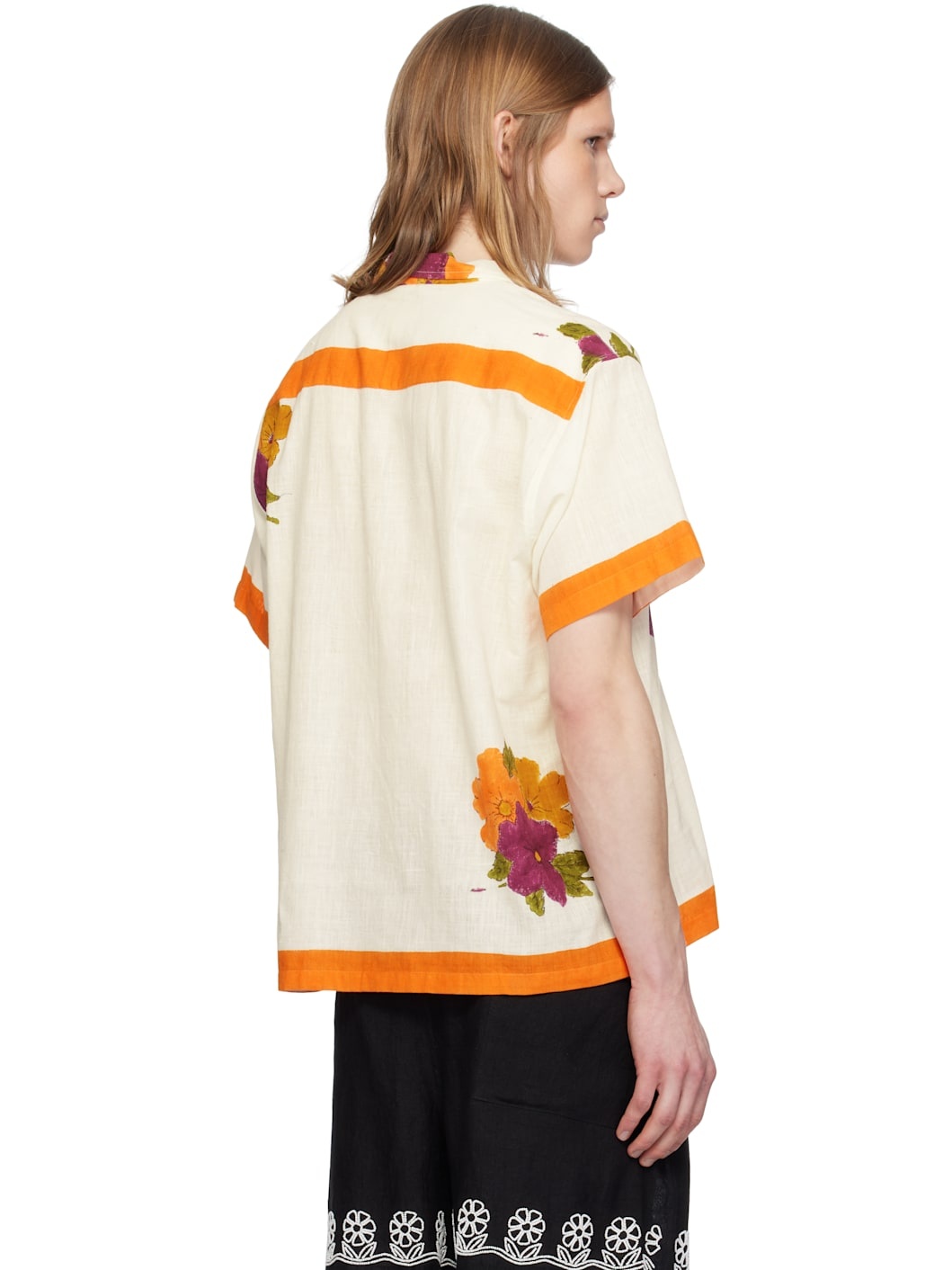 White & Orange Block Printed Shirt - 3