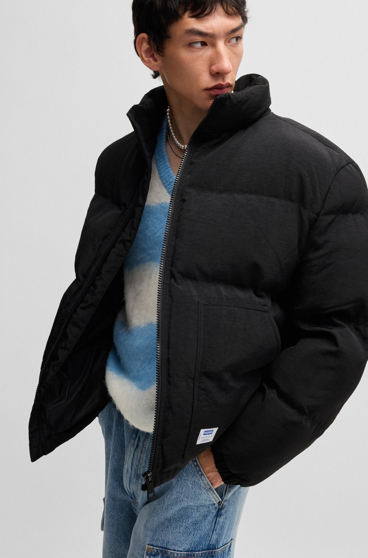 SLIM-FIT WATER-REPELLENT PUFFER JACKET WITH LOGO LABEL - 5