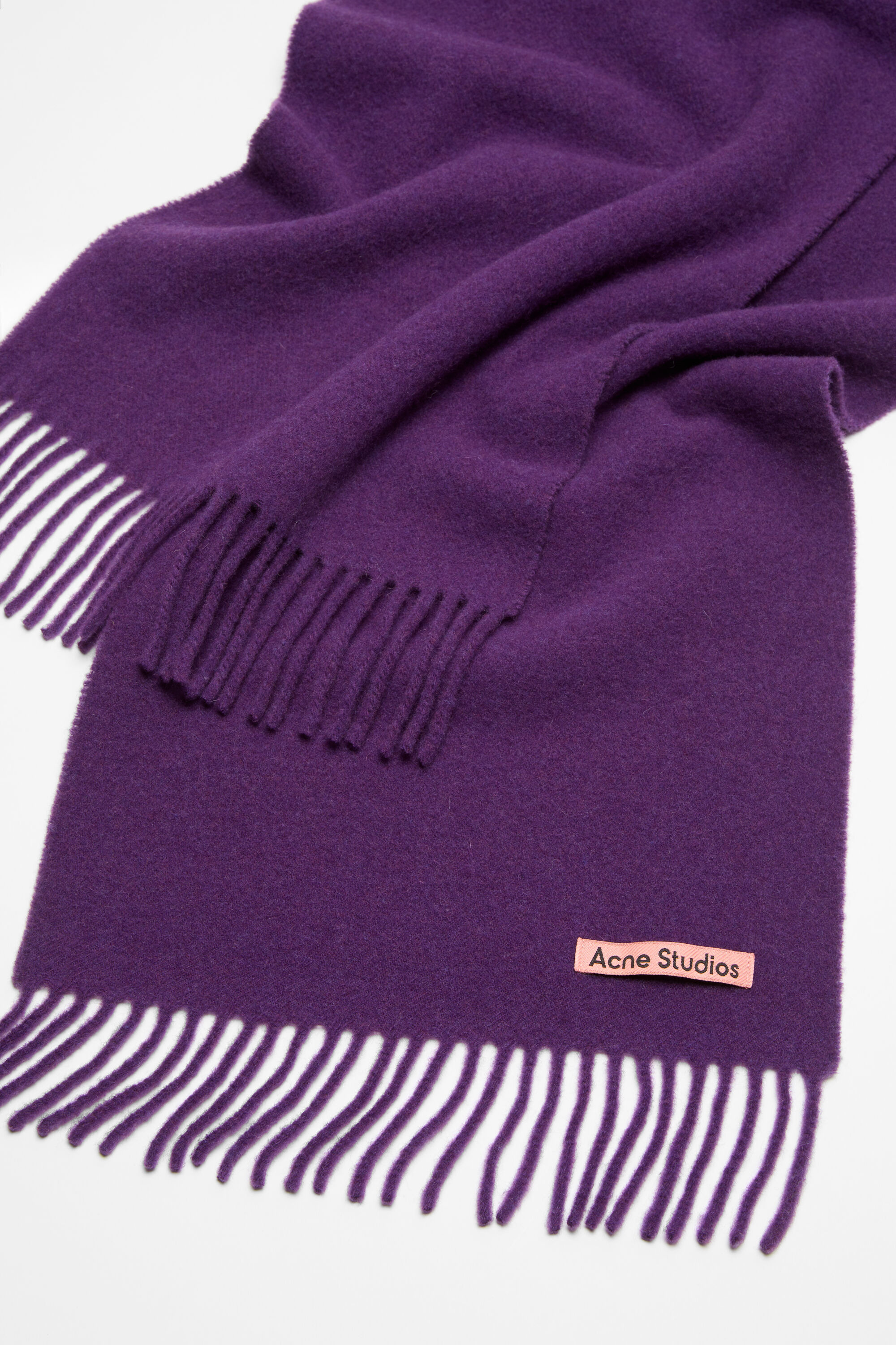 Fringe wool scarf - skinny - Violet Purple Melange - 2
