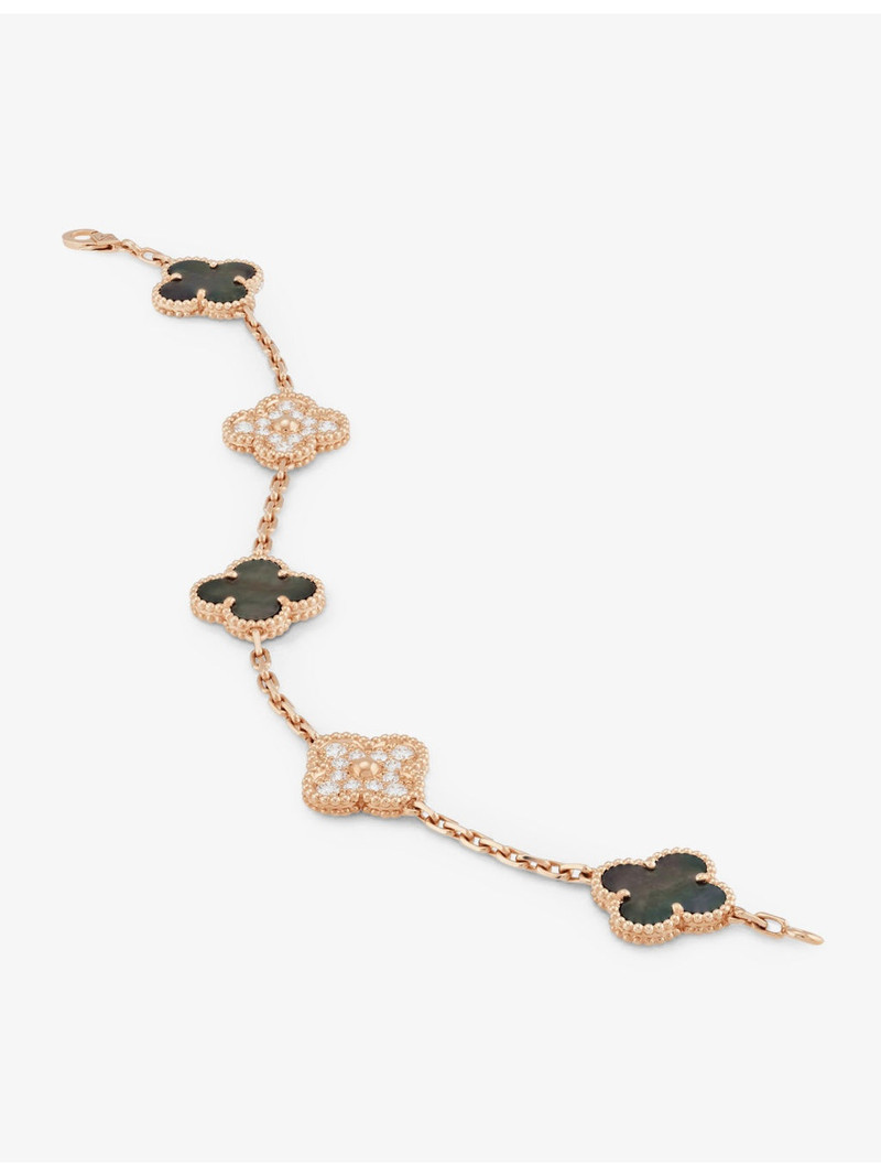 Vintage Alhambra rose-gold, mother of pearl and 0.96ct diamond bracelet 3