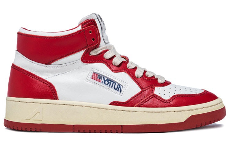 (WMNS) Autry Medalist Mid Leather Sneakers Two-Toned 'White Red' AUMW-WB02 - 2