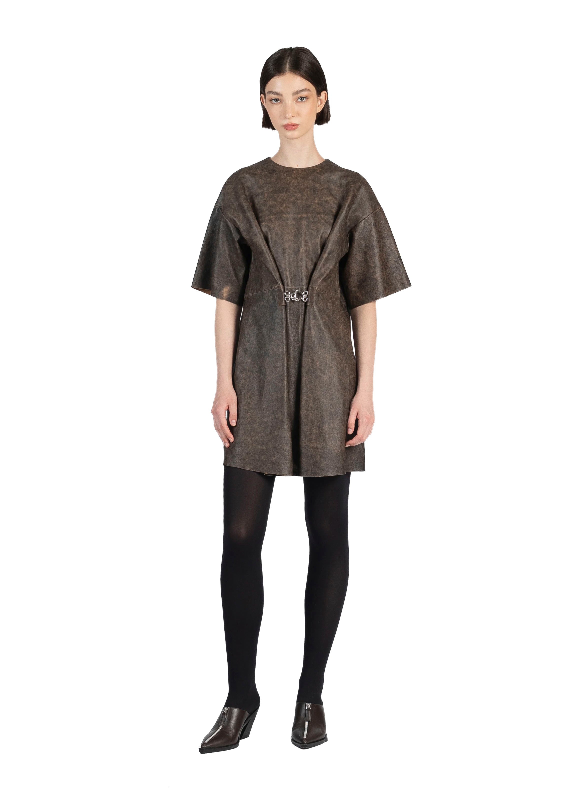 Vintage Leather Dress Brown - 1