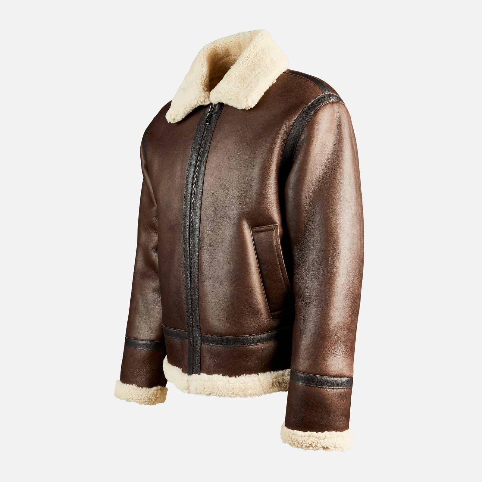 Aviator Jacket in Sheepsking Brown - 8