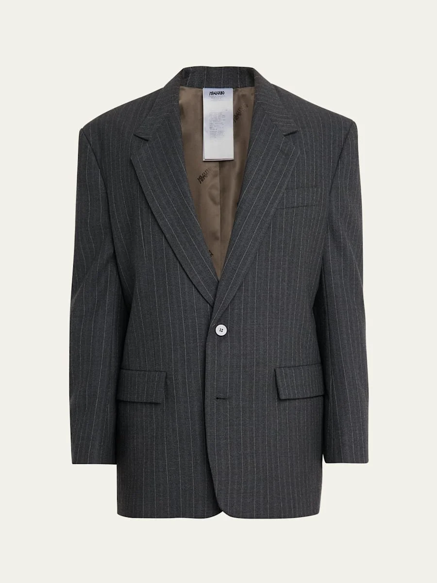 Men's Pinstripe Wool-Blend Two-Button Jacket - 1