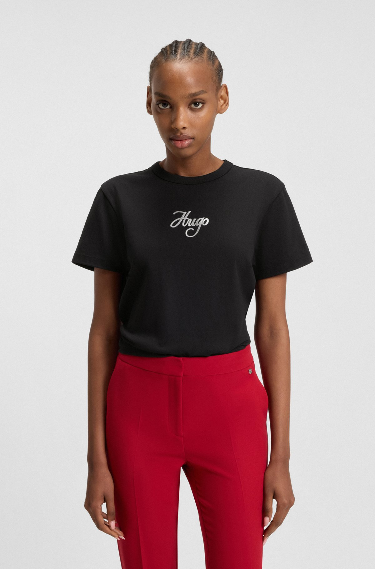 COTTON-JERSEY T-SHIRT WITH GLITTER-PRINT DETAILS - 2