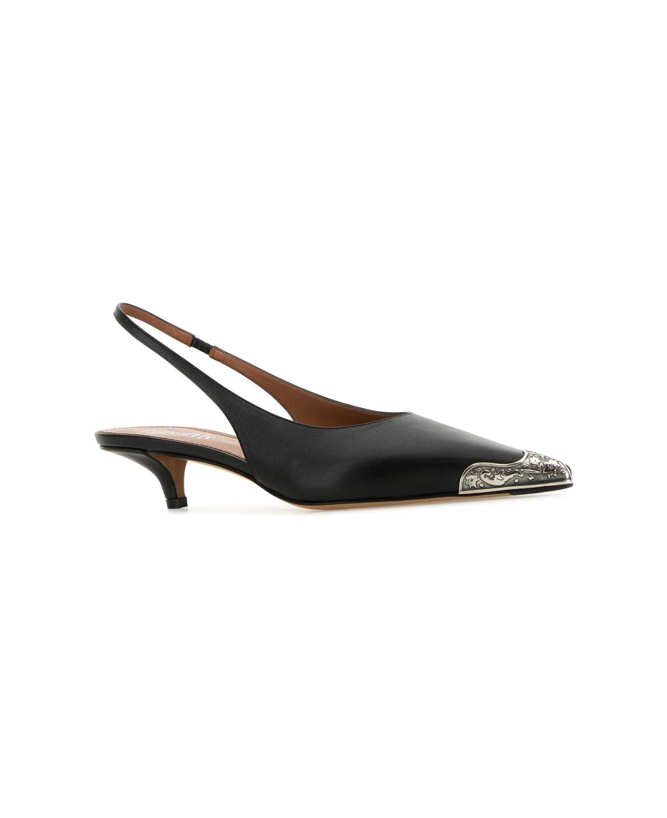 Black Leather Jessica Western Pumps - 2