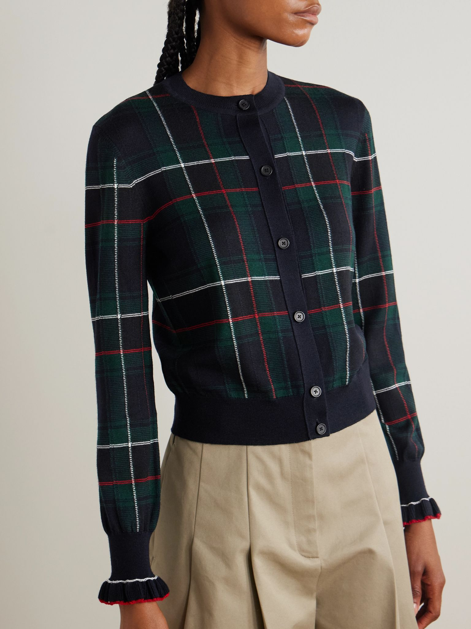 Checked wool cardigan Multi - 3