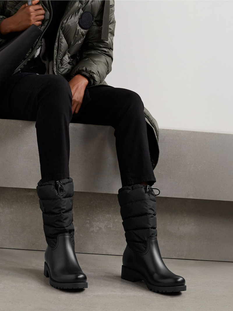 Moncler Ginette quilted nylon and rubber rain boots Black outlook
