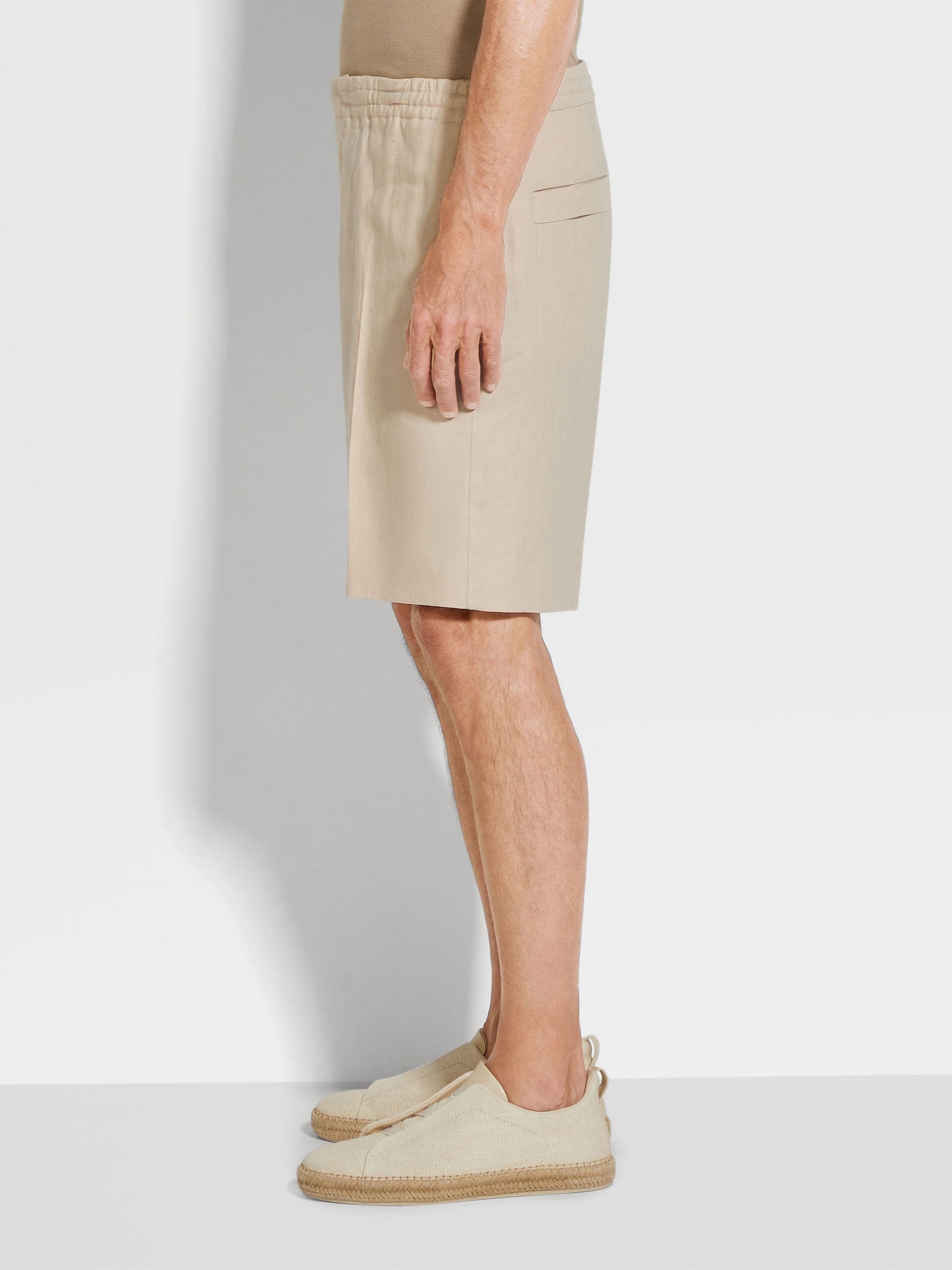 LIGHT TAUPE OASI LINO SHORTS - 4