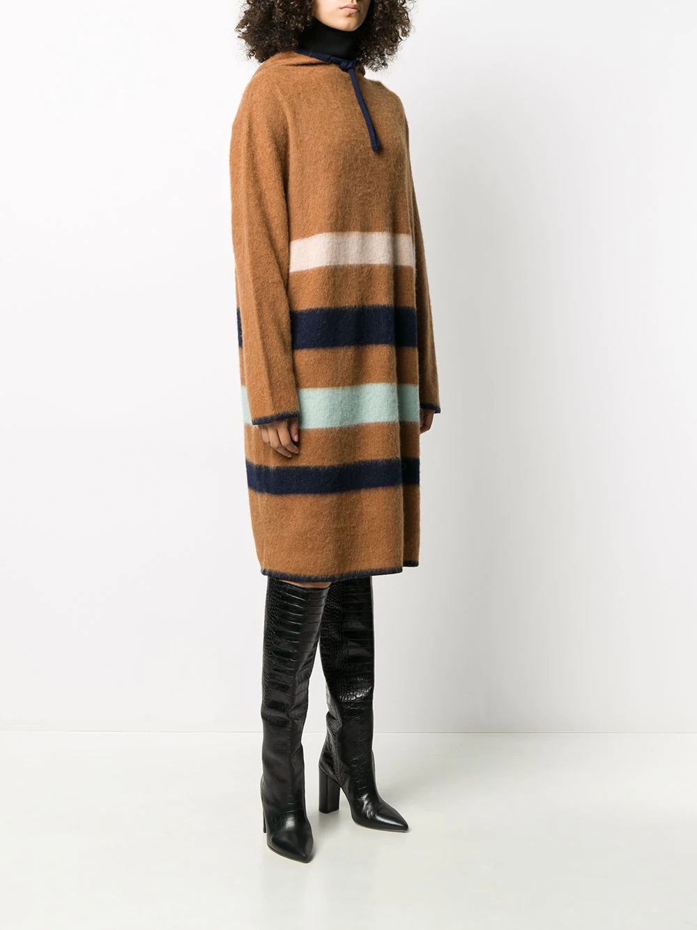 striped hooded knitted dress - 3