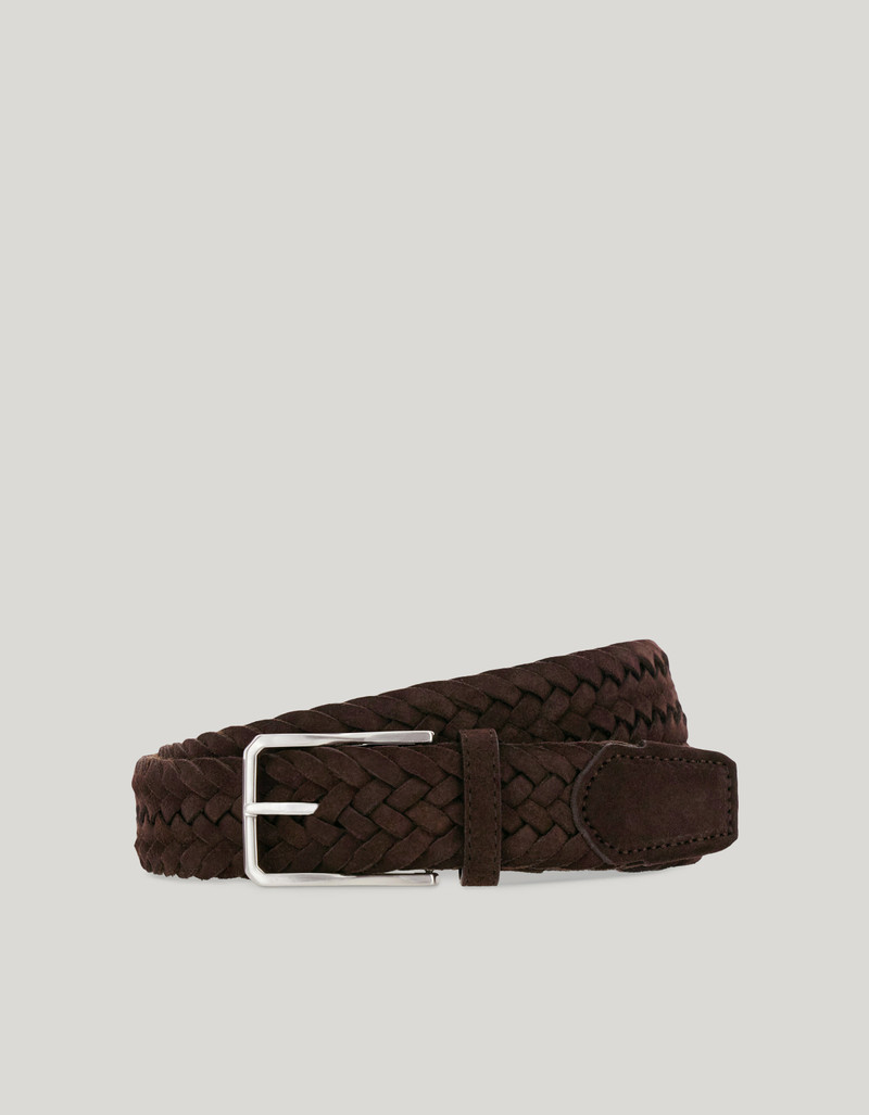 DARK BROWN BRAIDED SUEDE BELT 1