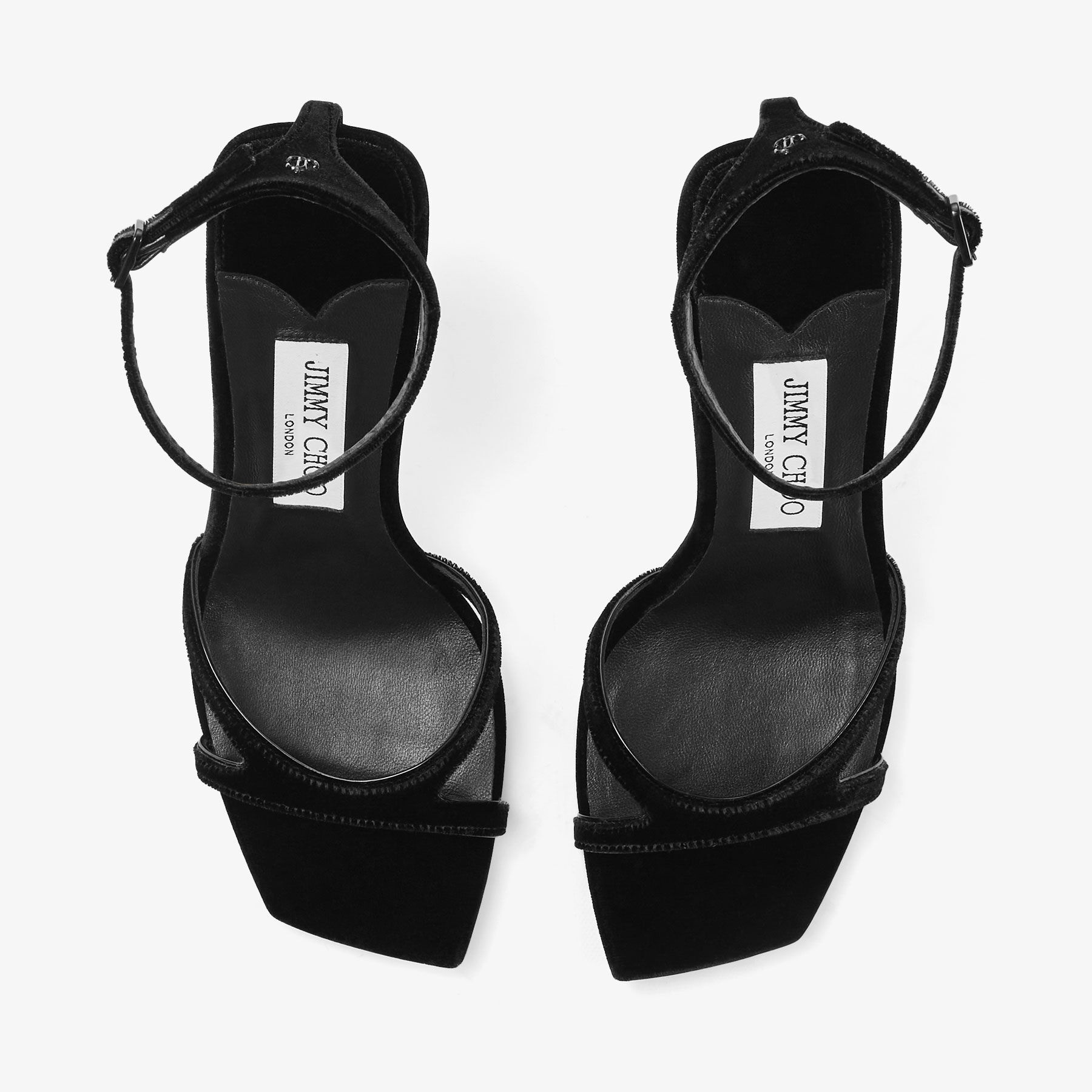 JIMMY CHOO Ixia Sandal 95 Black Velvet Sandals | REVERSIBLE