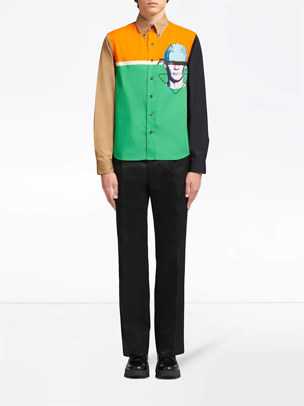 colour-block face shirt - 2