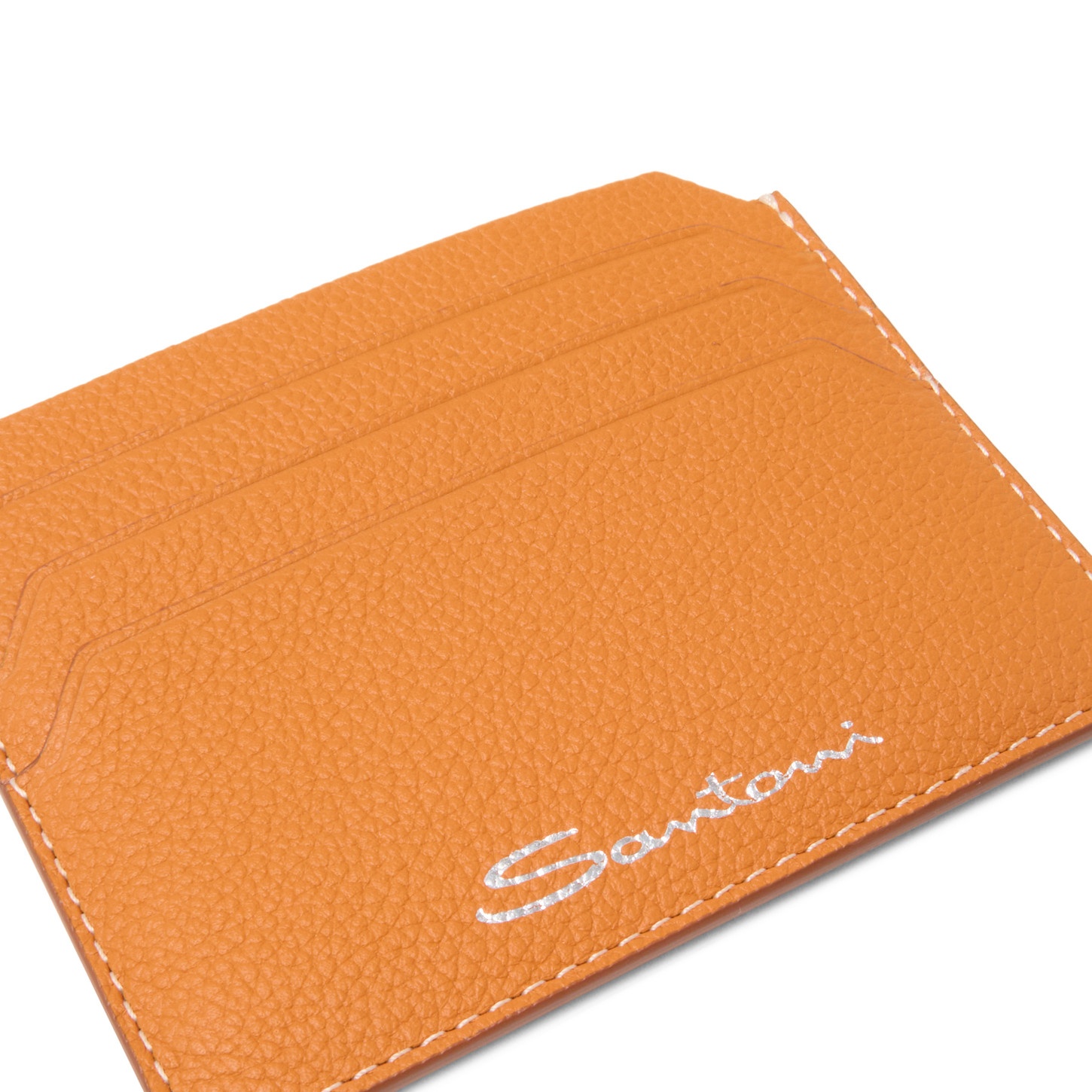 Orange tumbled leather credit card holder - 2