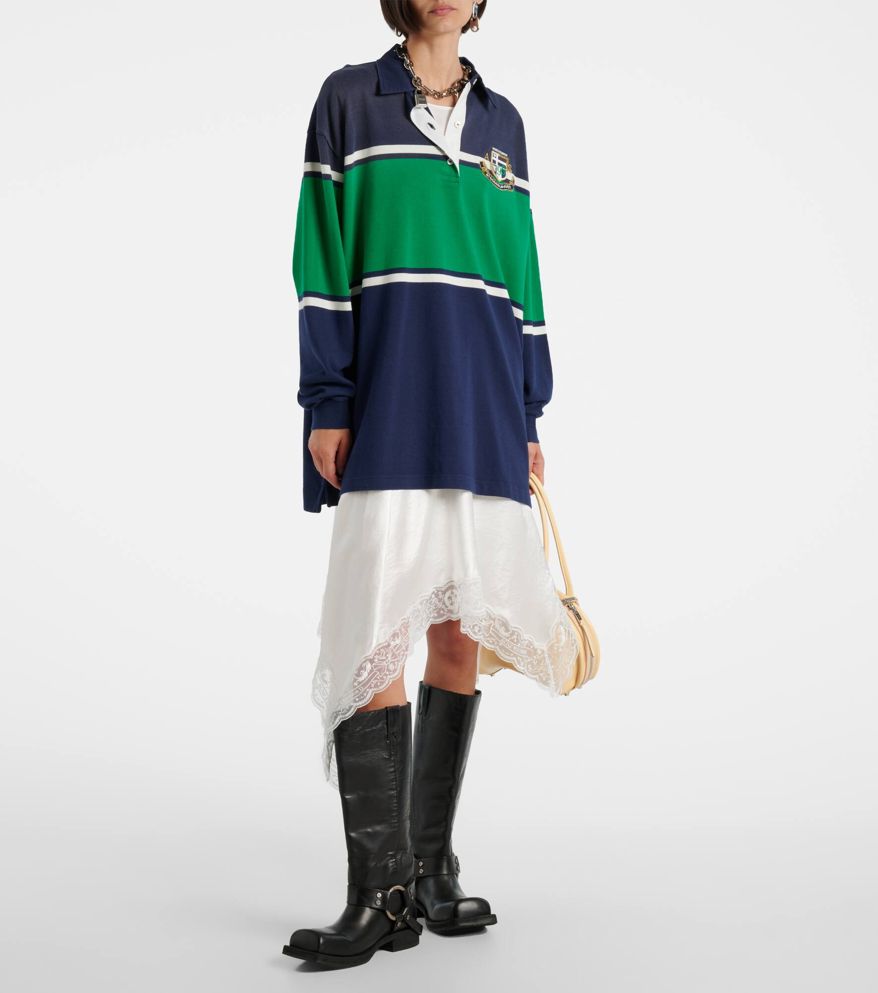 Cotton jersey polo sweater dress - 2