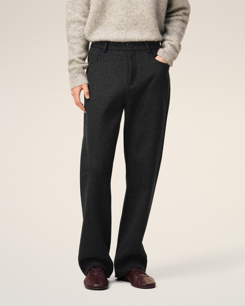 GREY WOOL LARGE FIT TROUSERS 3