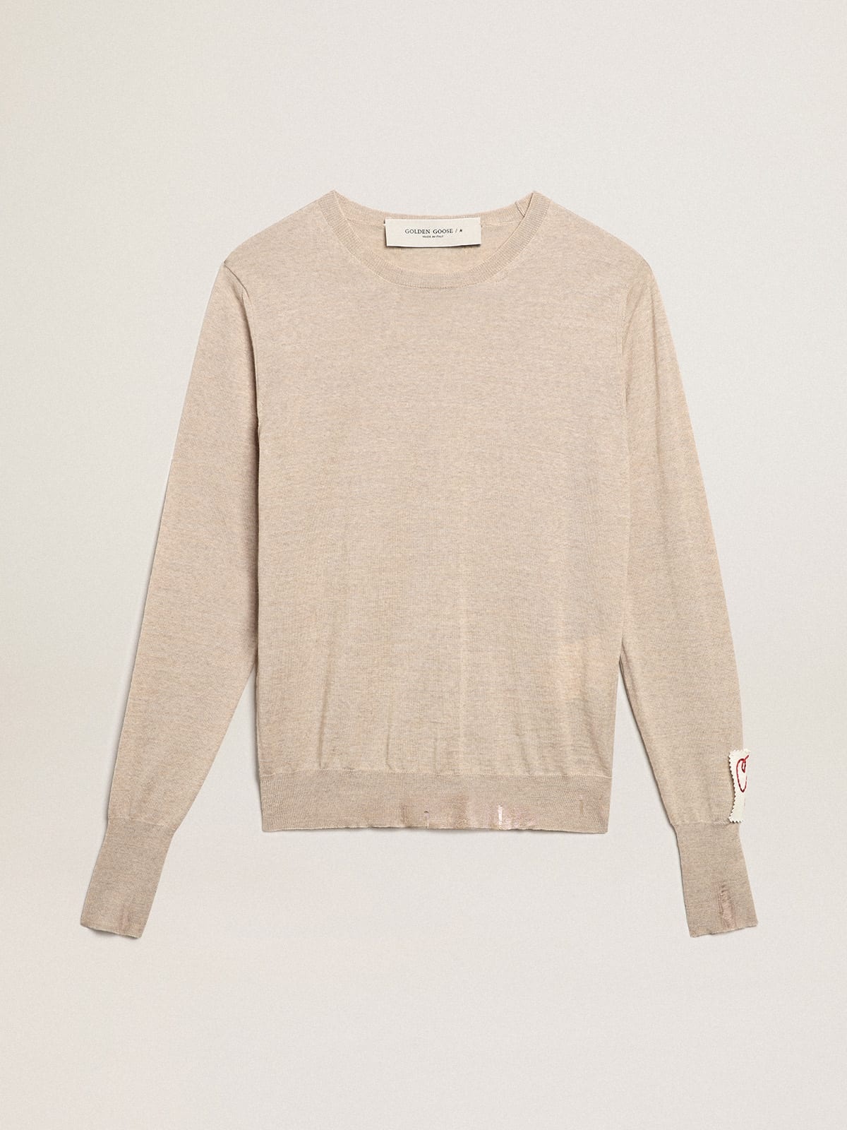 Women's sweater in light brown merino wool - 1