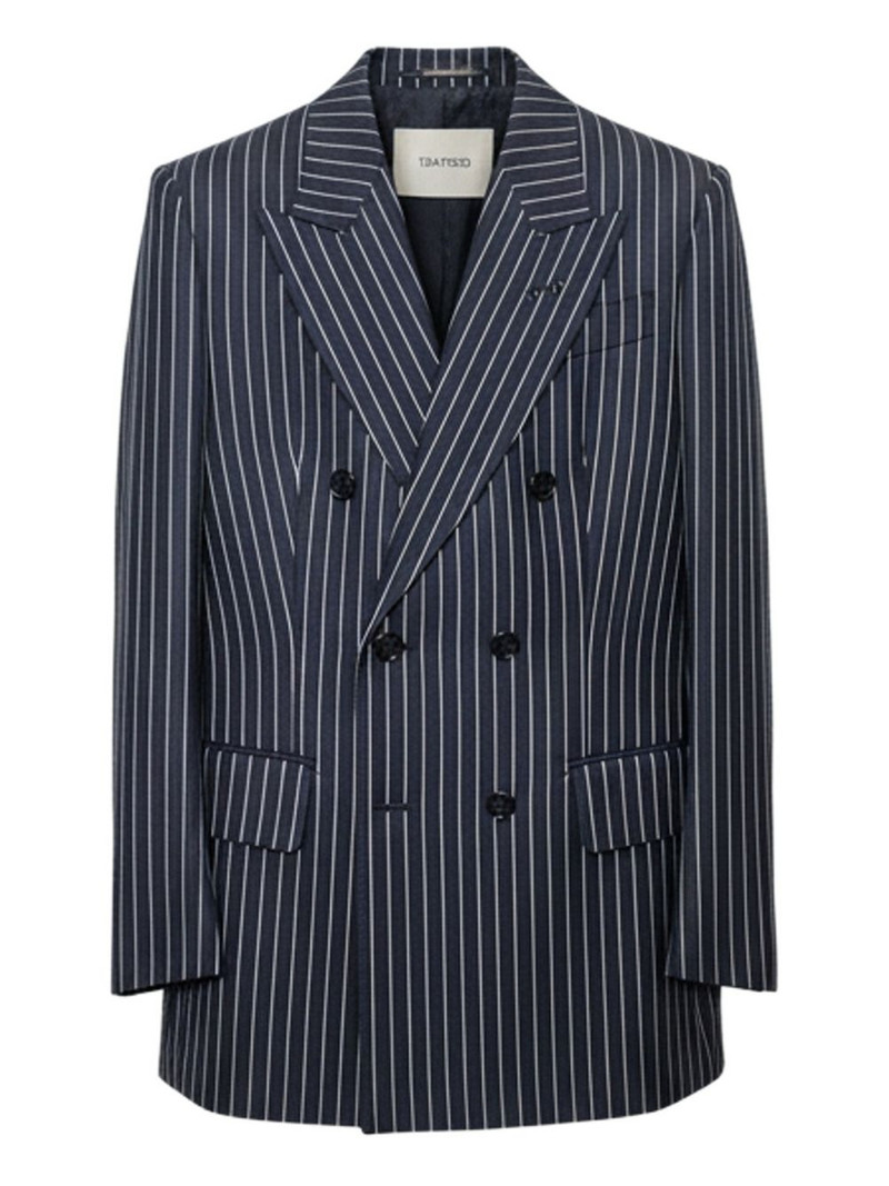 double-breasted pinstriped blazer 1